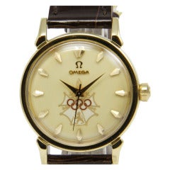 Retro Omega Yellow Gold Limited Production Seamaster XVI Olympiad Wristwatch 1956