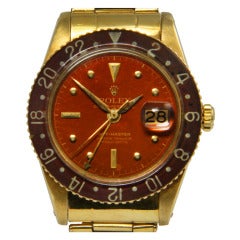 Vintage Rolex Yellow Gold GMT-Master Wristwatch Ref 6542 with Original Bakelite Bezel