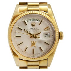 Rolex Yellow Gold Day-Date Wristwatch with Emblem of Oman Ref 1803