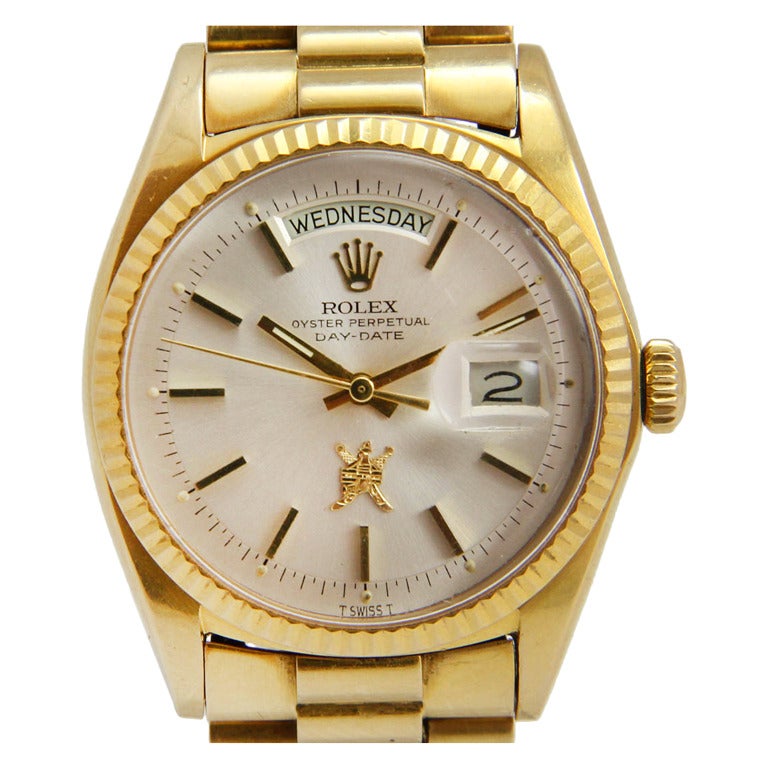 Rolex Yellow Gold Day-Date Wristwatch with Emblem of Oman Ref 1803