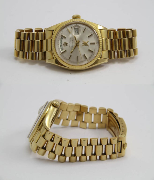 Rolex Yellow Gold Day-Date Wristwatch with Emblem of Oman Ref 1803 2