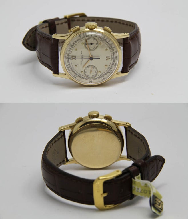 Women's or Men's Patek Philippe Yellow Gold Chronograph Wristwatch with Register Ref 130