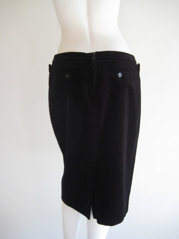 Yves Saint Laurent Black Velvet Skirt In Excellent Condition For Sale In Long Island City, NY