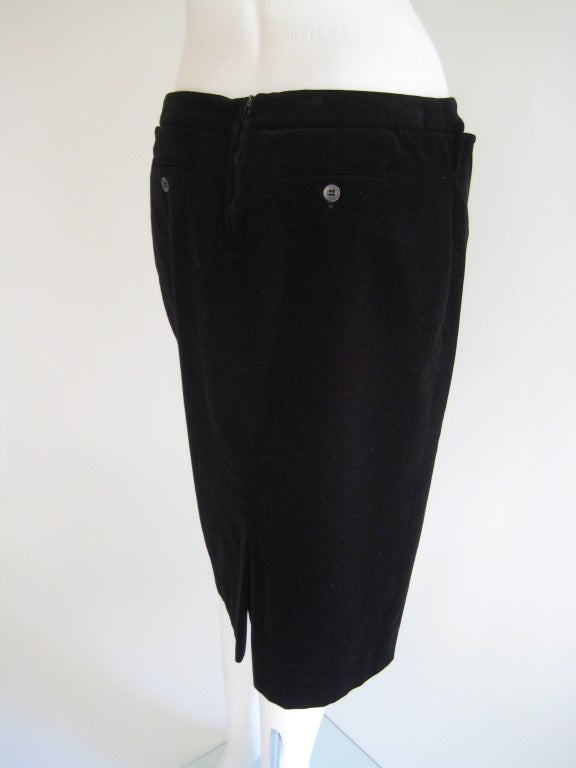 Women's Yves Saint Laurent Black Velvet Skirt For Sale
