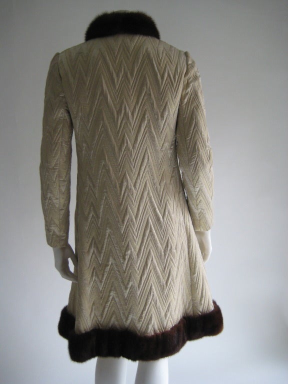 1960s Oscar de La Renta Silk Coat with Mink Trim 1