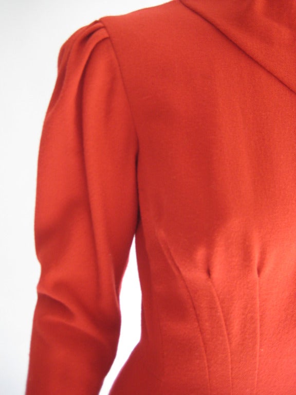 Women's Pauline Trigere Red Wool Crepe Dress For Sale