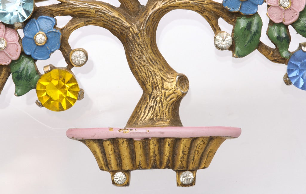 1930s Colorful Jeweled Tree Brooch In Excellent Condition In New York, NY