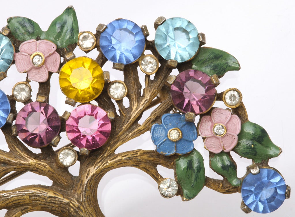 Women's 1930s Colorful Jeweled Tree Brooch