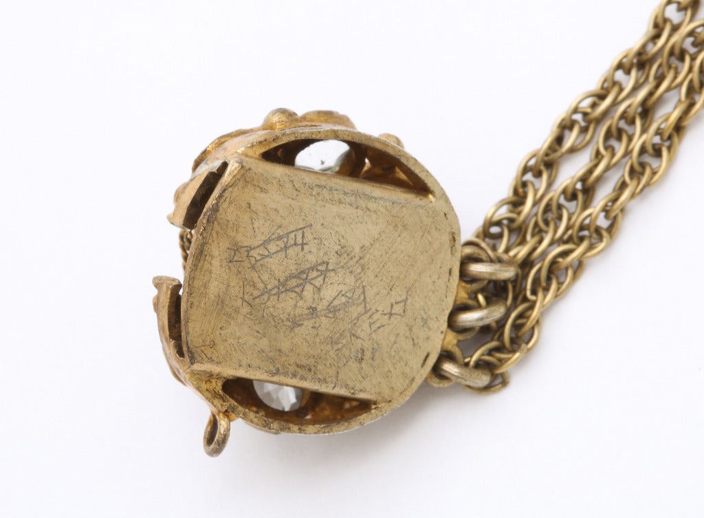 Women's 1930's Hobe Aqua Crystal Pendant Necklace