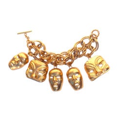 1989 Isabel Canovas Iconic Commedia dell' Arte Mask Bracelet