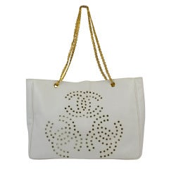 Chanel Perforated White Leather Tote