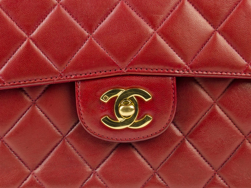 Women's Chanel Vintage Lambskin Double Sided Red Flap Bag