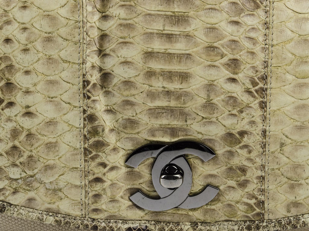 Women's Chanel Python & Cotton Mixed Flap Shoulder Bag For Sale