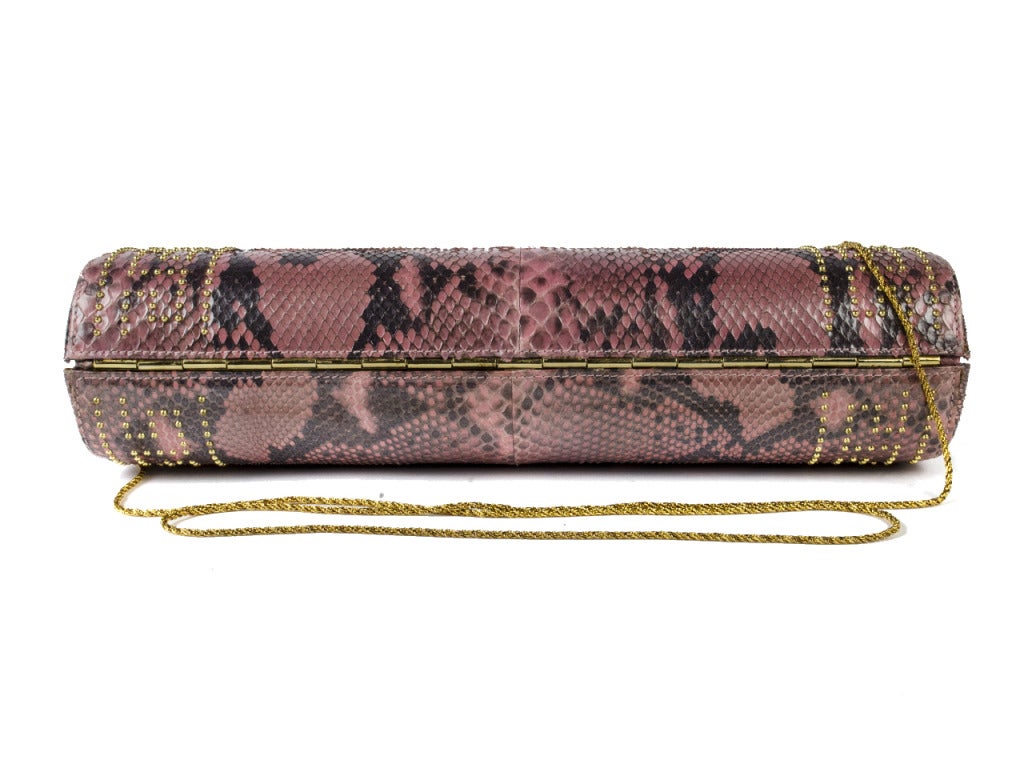 Women's Gianni Versace Vintage Snakeskin Studded Barrel Bag For Sale