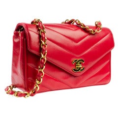 Chanel Red Chevron Flap Bag