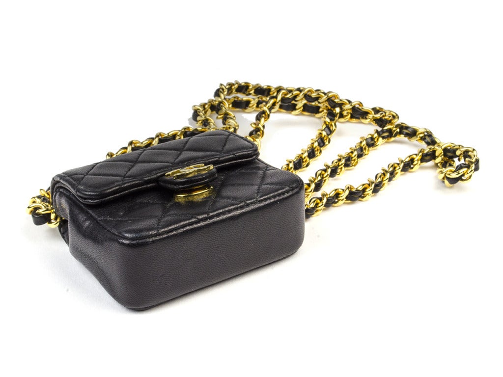 Chanel Quilted Black Micro Mini Flap Bag at 1stDibs