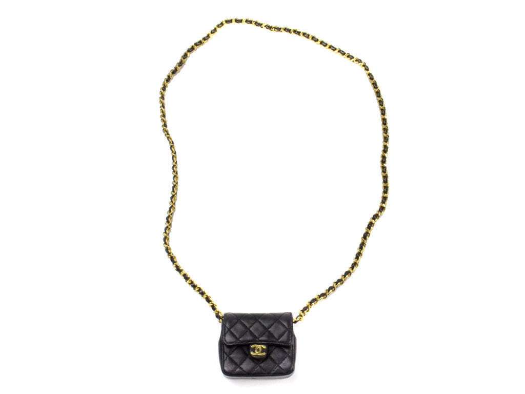 Chanel Quilted Black Micro Mini Flap Bag 2