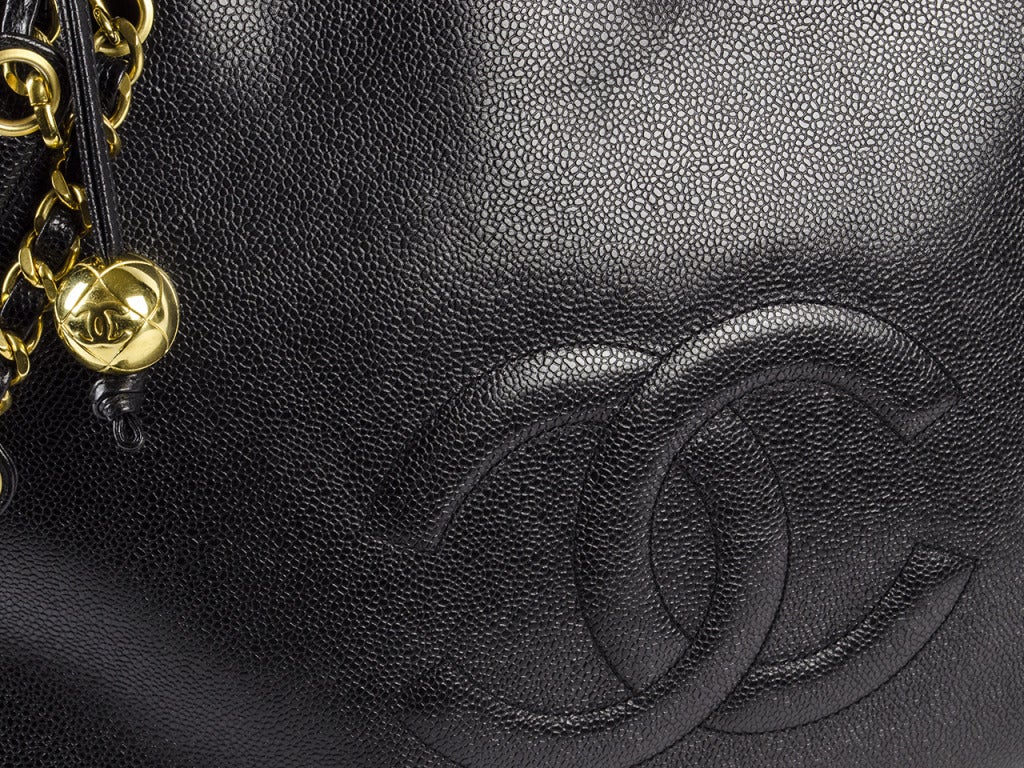 Chanel Black Shopper Tote In New Condition For Sale In San Diego, CA