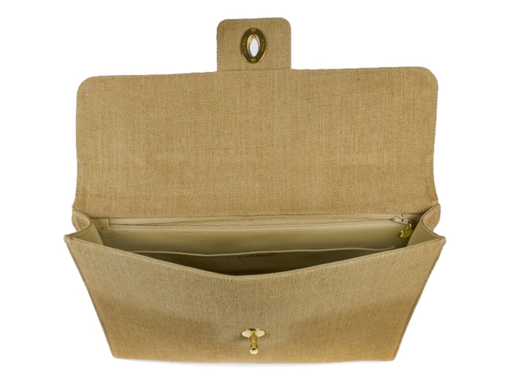 Chanel Burlap Laptop-Style Bag In New Condition For Sale In San Diego, CA