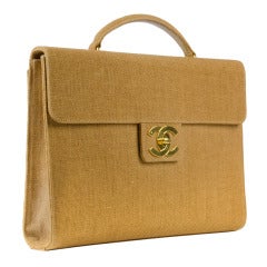 Chanel Burlap Laptop-Style Bag