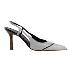 Chanel White Slingback Heels with Polka Dot Detail