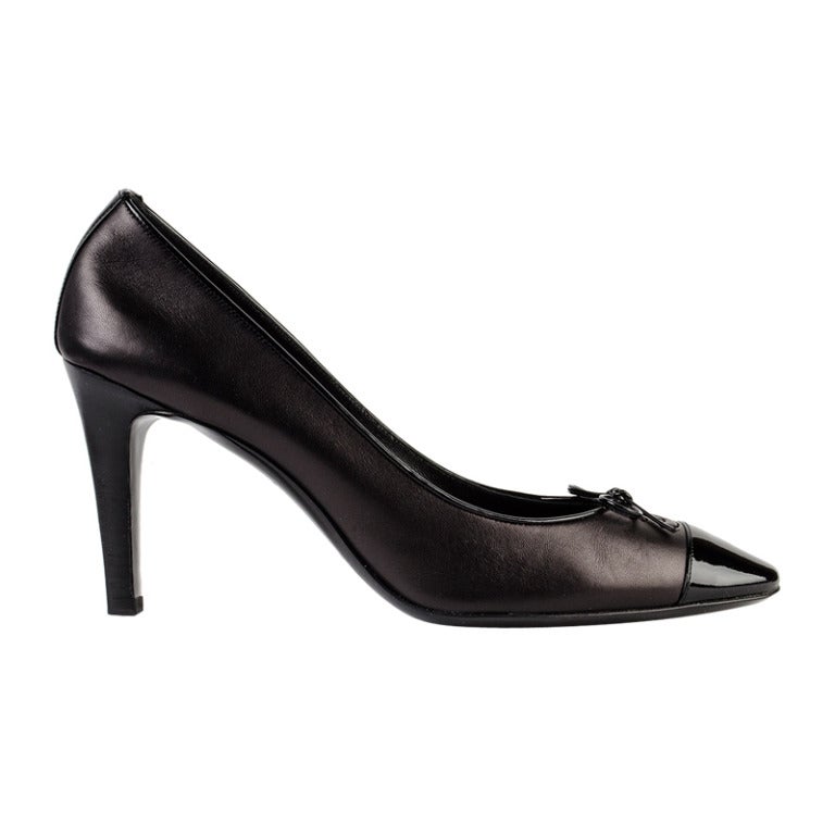 Chanel Black Cap Toe Pumps For Sale