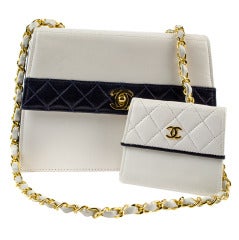 Chanel White/Navy Color Block Bag