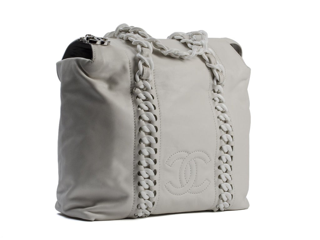 Chanel White Plastic Chain Tote