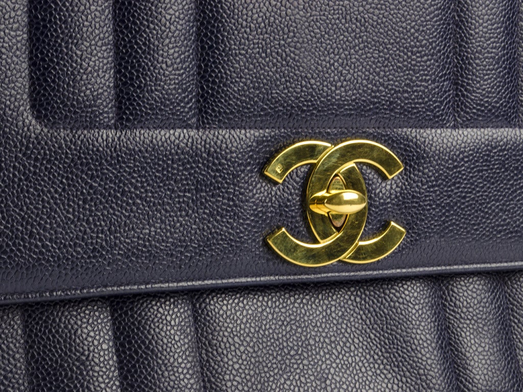 Chanel Blue Kelly Top Handle Bag In Good Condition For Sale In San Diego, CA