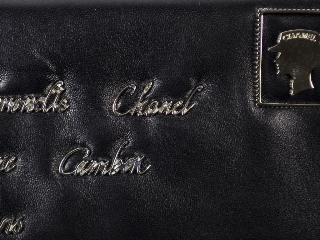 Chanel Black Leather 'Mademoiselle’ Postcard Pochette Bag In New Condition In San Diego, CA