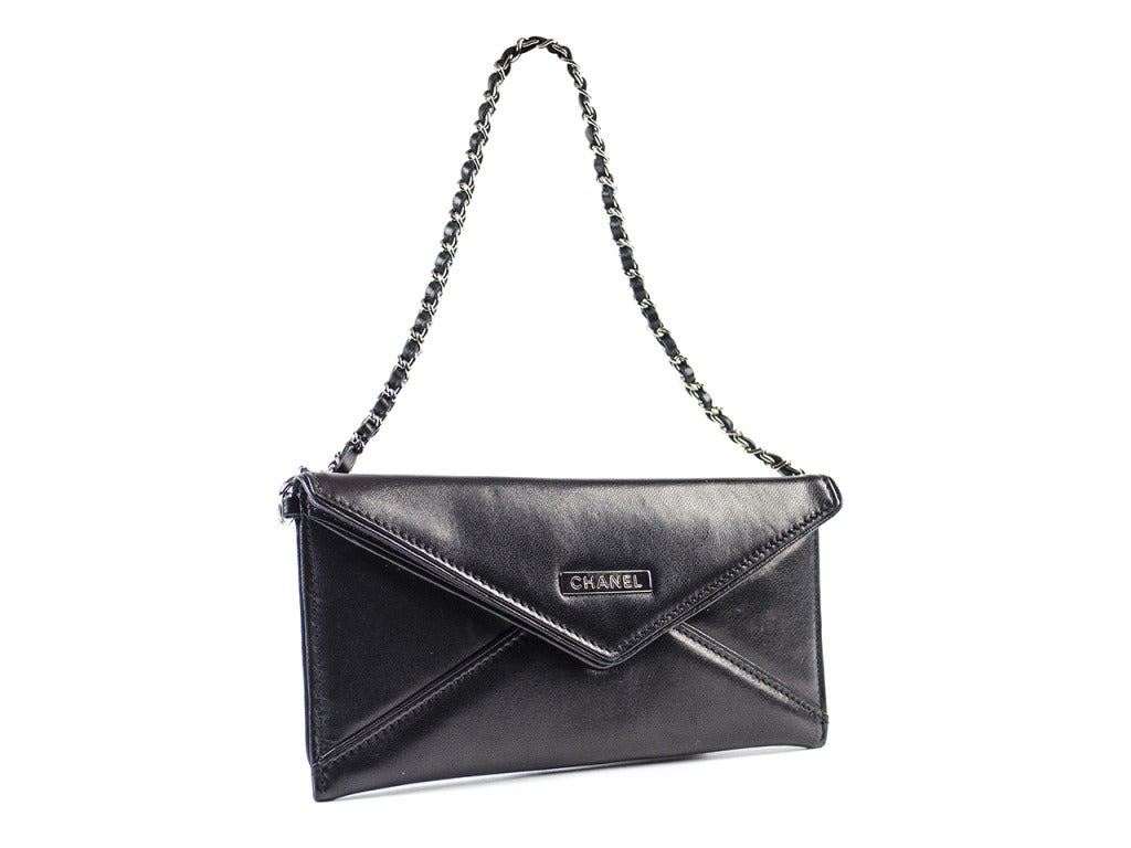 Chanel Black Leather 'Mademoiselle’ Postcard Pochette Bag 1