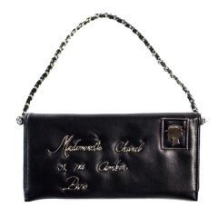 Vintage Chanel Black Leather 'Mademoiselle’ Postcard Pochette Bag