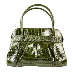 Nancy Gonzalez Green Crocodile Satchel Bag