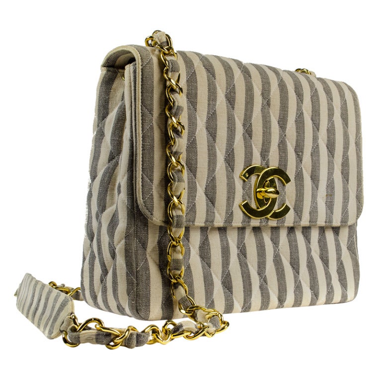 Chanel Quilted Striped Flap Bag