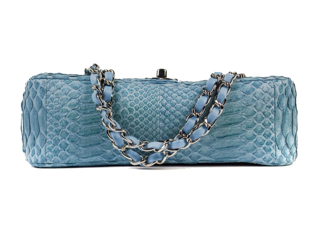 Chanel Python Snakeskin East West Flap Bag at 1stDibs