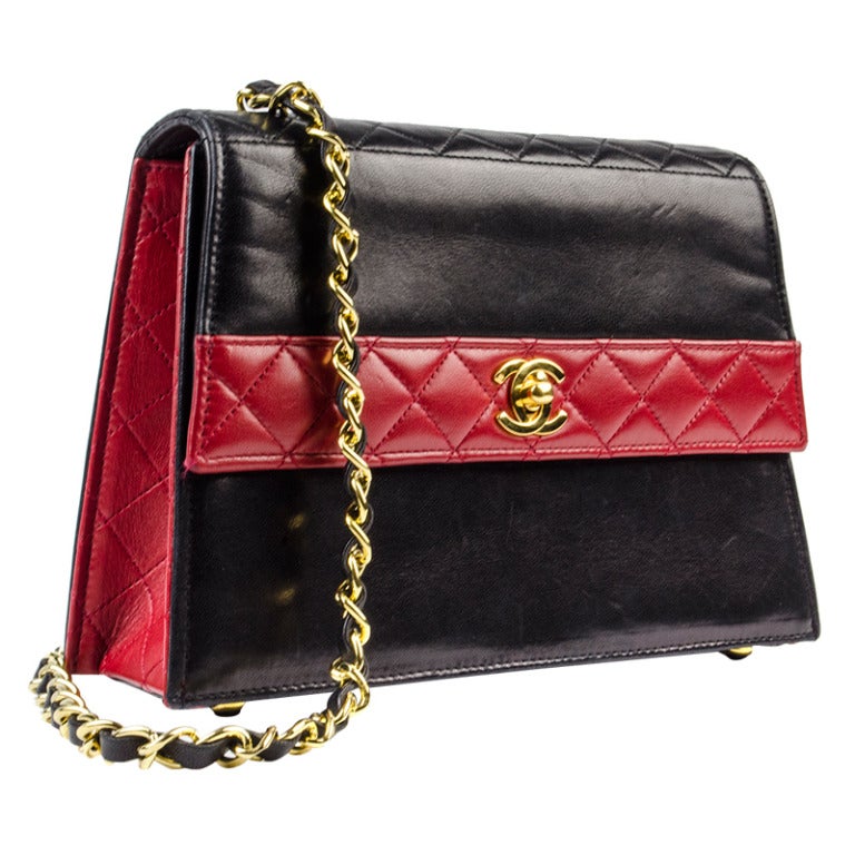 Chanel Black/Red Color Block Bag For Sale