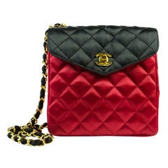 Chanel Vintage Colorblocked Red & Black Shoulder Bag