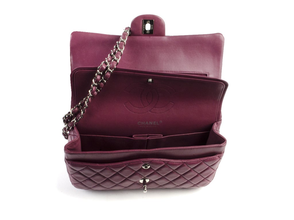 Women's Chanel Violette Purple Lambskin Leather Medium Double Flap Bag