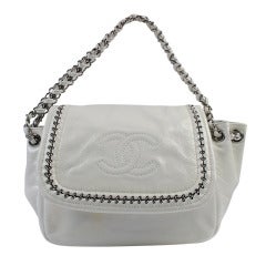 Chanel White Patent Luxe Ligne Flap