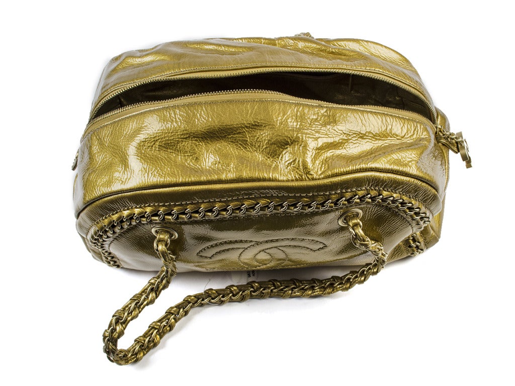 Chanel Gold Luxe Ligne Bowler In Excellent Condition For Sale In San Diego, CA
