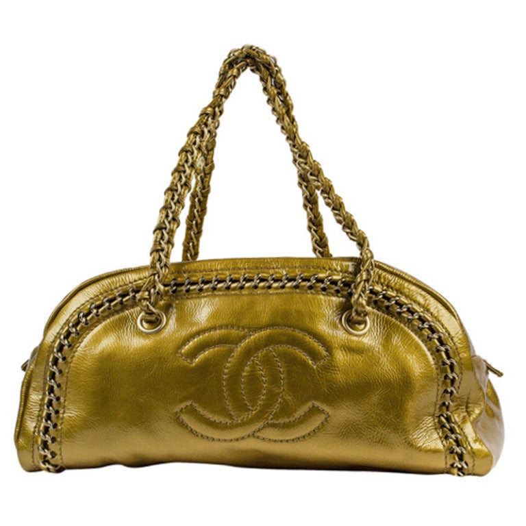 Authentic CHANEL Gold Luxe Ligne Bowler Bag