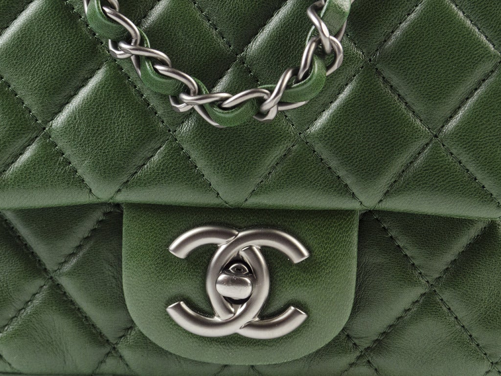 Women's Chanel Green Lambskin Mini Flap