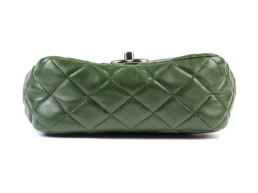 Chanel Green Lambskin Mini Flap 2