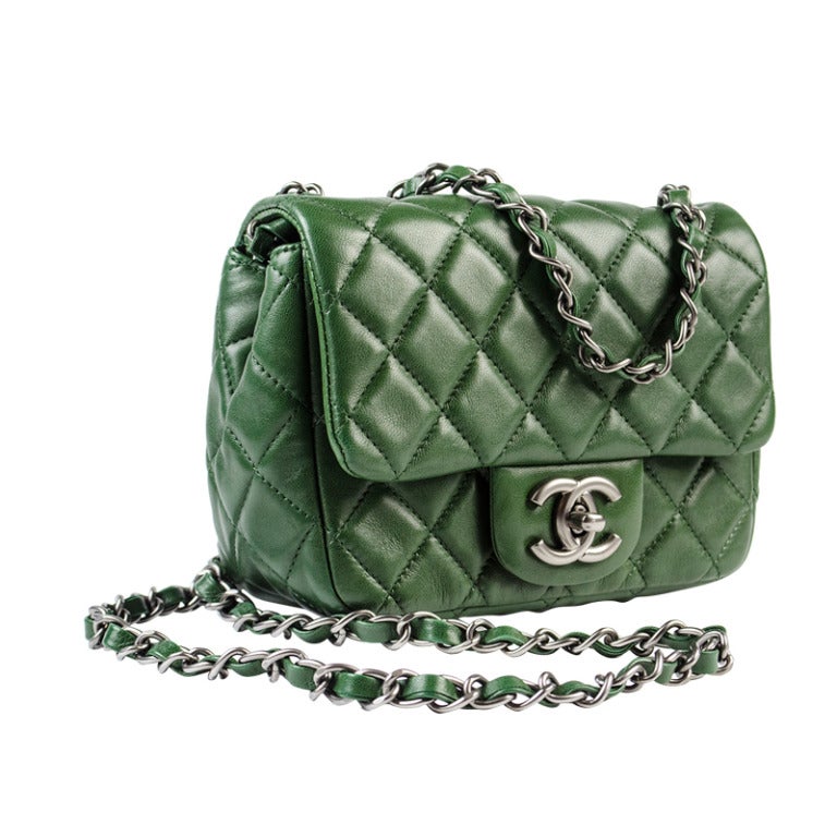 Chanel Green Lambskin Mini Flap