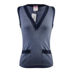 Chanel Denim V-Neck Tank