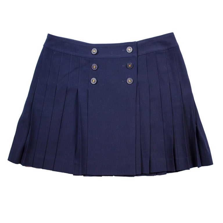 Chanel Vintage Navy Pleated Skirt