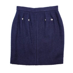 Chanel Vintage Navy Blue Boucle Skirt