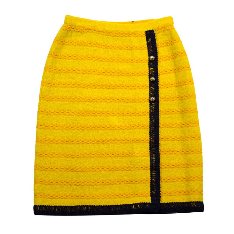 Chanel Vintage Yellow Boucle Skirt