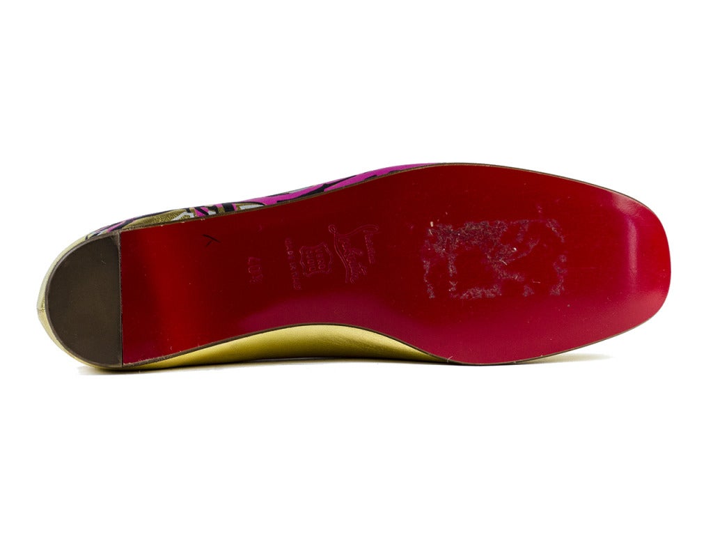 Women's Christian Louboutin Ballerina Graffiti Gold Napa Flats