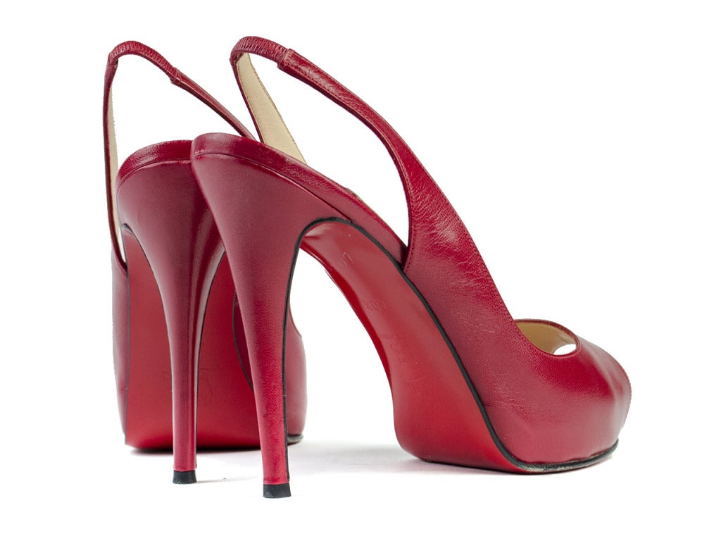 Women's Christian Louboutin No Prive Red Slingback Heels